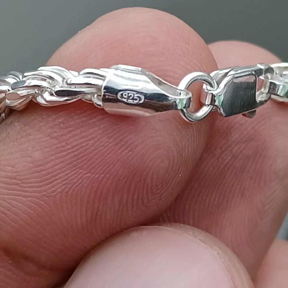 925 Sterling Silver Rope Style Chain - Picture 6 of 7